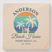 ファミリーネームビーチハウスサンパームツリーズ ストーンコースター (正面)
