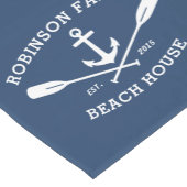 ファミリーネームビーチハウスボートいかりオアーズネイビー ショートテーブルランナー (コーナー)