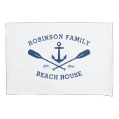 ファミリーネームビーチハウス航海のシップいかりオール 枕カバー (正面)