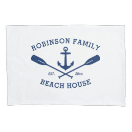 ファミリーネームビーチハウス航海のシップいかりオール 枕カバー