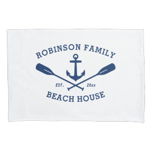 ファミリーネームビーチハウス航海のシップいかりオール 枕カバー