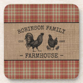 ファミリーネームファームハウスヴィンテージレッドプレイドバーラップ コースター (正面)