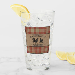 ファミリーネームファームハウスヴィンテージレッドプレイドバーラップ タンブラーグラス