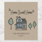 ファミリーネームホームスウィートホーム引っ越し祝いパーティーパーティー ワインラベル (シングルラベル)