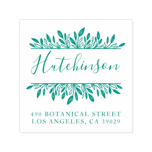 ファミリーネームボタニカルハンド書差出人住所 セルフインキングスタンプ (デザイン)