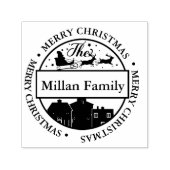 ファミリーネームメリークリスマスサンタテーマ セルフインキングスタンプ (デザイン)