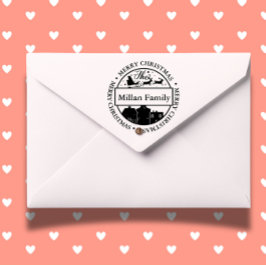 ファミリーネームメリークリスマスサンタテーマ セルフインキングスタンプ