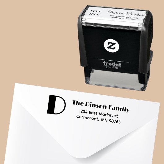 ファミリーネームモノグラムイニシャル差出人住所 セルフインキングスタンプ