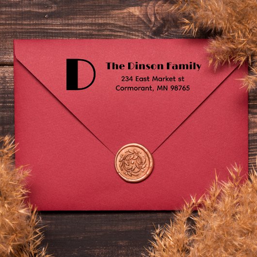 ファミリーネームモノグラムイニシャル差出人住所 セルフインキングスタンプ