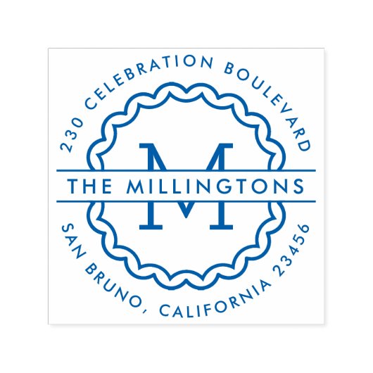 ファミリーネームモノグラムカスタム差出人住所 セルフインキングスタンプ (デザイン)