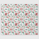 ファミリーネームモノグラムクリスマスリース ラッピングペーパー (フラット)