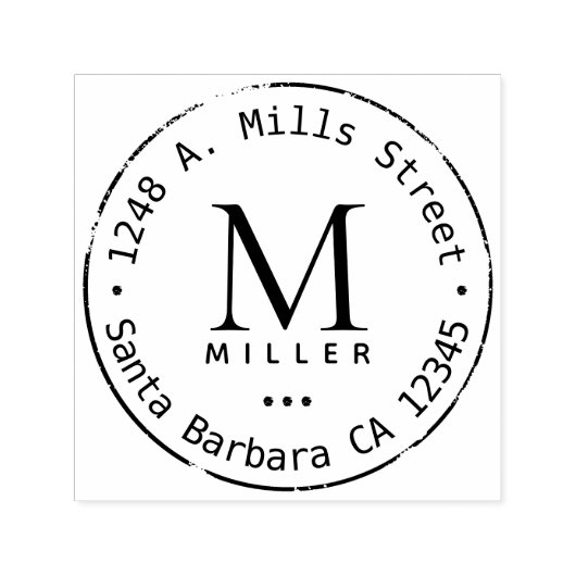 ファミリーネームモノグラムサークル差出人住所 セルフインキングスタンプ (デザイン)