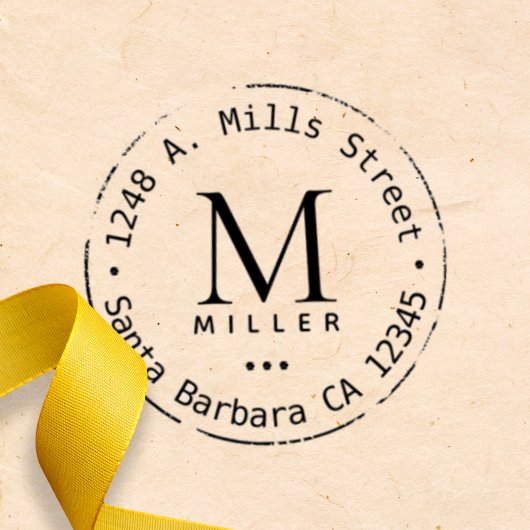 ファミリーネームモノグラムサークル差出人住所 セルフインキングスタンプ
