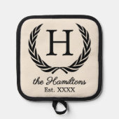 ファミリーネームモノグラムシックアンティークローレルリース 鍋敷き (正面)