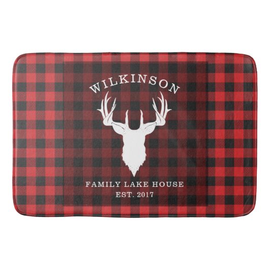ファミリーネームランバージャックプレイドレイクハウス バスマット (正面)