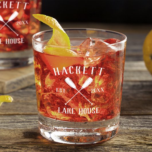 ファミリーネームレイクハウスオアーズロゴ ウイスキーグラス