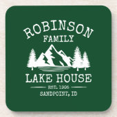 ファミリーネームレイクハウスツリーズフォレストグリーンコーク コースター (正面)