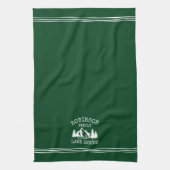 ファミリーネームレイクハウスツリーズフォレストグリーン キッチンタオル (縦)