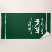 ファミリーネームレイクハウスツリーズフォレストグリーン ビーチタオル (正面)