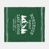 ファミリーネームレイクハウスツリーズフォレストグリーン フリースブランケット (正面(横))