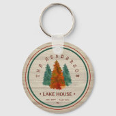 ファミリーネームレイクハウスパインツリーウッドパーソナライズされた キーホルダー (裏面)