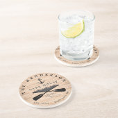 ファミリーネームレイクハウスパインツリーウッドパーソナライズされた コースター (側面)