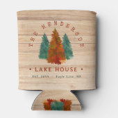 ファミリーネームレイクハウスパインツリーウッドパーソナライズされた 缶クーラー (裏面)