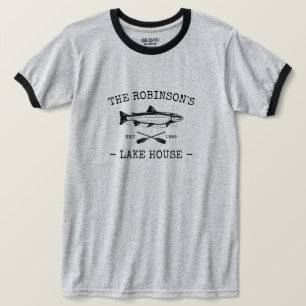 ファミリーネームレイクハウスフィッ素朴シュオールズブラックトリム Tシャツ