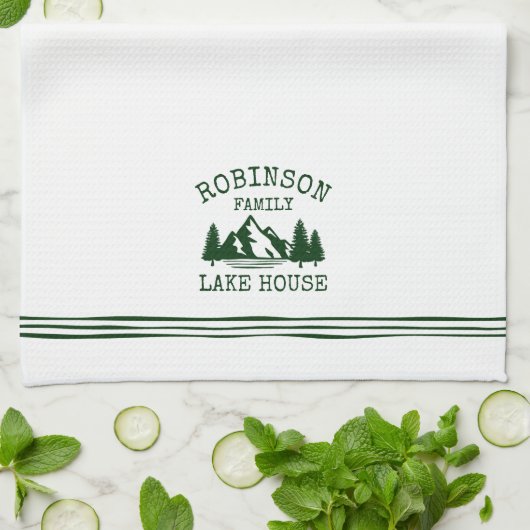 ファミリーネームレイクハウスフォレストグリーンツリーズ キッチンタオル (折り畳み)