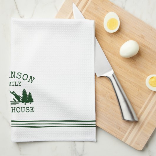 ファミリーネームレイクハウスフォレストグリーンツリーズ キッチンタオル (四つ折り)