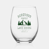 ファミリーネームレイクハウスフォレストグリーンツリーズ ステムなしワイングラス (正面)