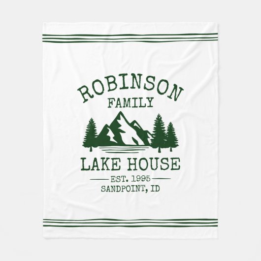 ファミリーネームレイクハウスフォレストグリーンツリーズ フリースブランケット (正面)