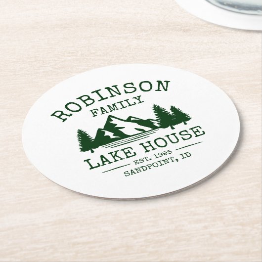 ファミリーネームレイクハウスフォレストグリーンツリーズ ラウンドペーパーコースター (アングル)