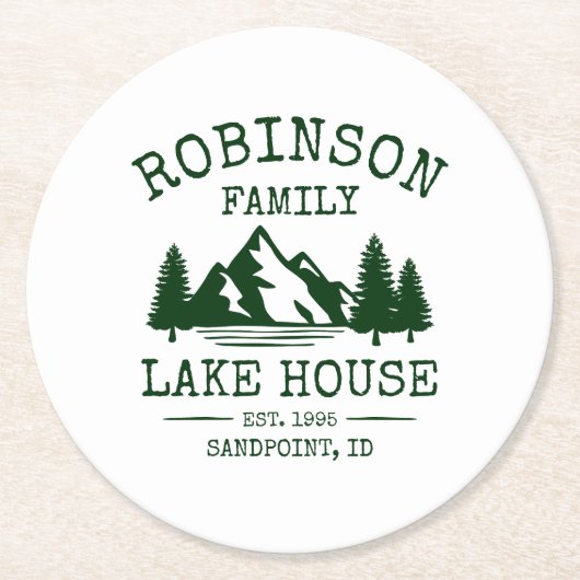 ファミリーネームレイクハウスフォレストグリーンツリーズ ラウンドペーパーコースター (正面)