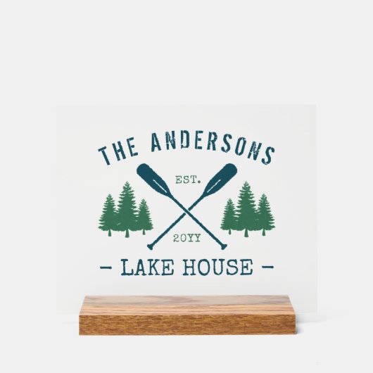 ファミリーネームレイクハウス素朴オール松木 アクリルサイン (正面)