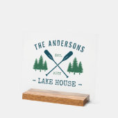 ファミリーネームレイクハウス素朴オール松木 アクリルサイン (傾斜)