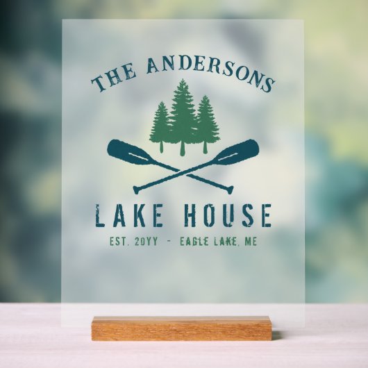 ファミリーネームレイクハウス素朴オール松木 アクリルサイン (ニュートラル)