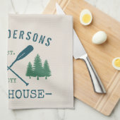 ファミリーネームレイクハウス素朴オール松木 キッチンタオル (四つ折り)