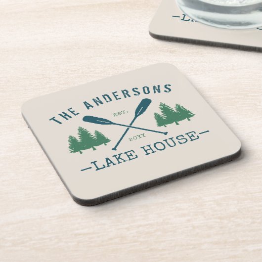 ファミリーネームレイクハウス素朴オール松木 コースター (左側)