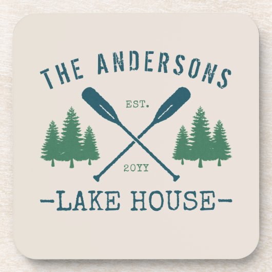 ファミリーネームレイクハウス素朴オール松木 コースター (正面)