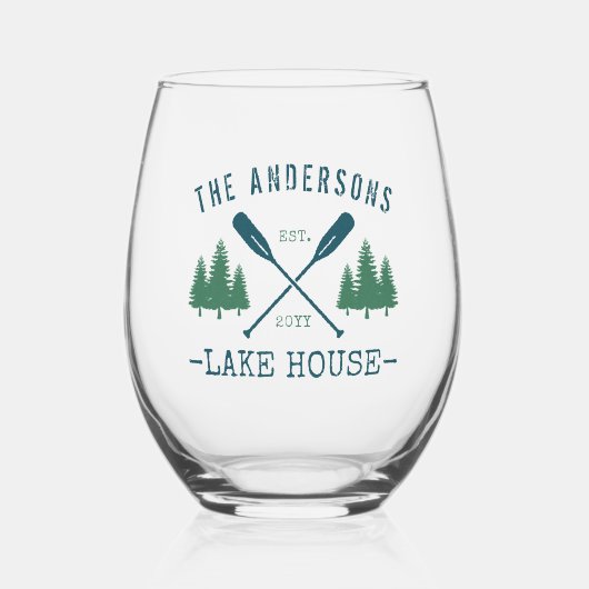 ファミリーネームレイクハウス素朴オール松木 ステムなしワイングラス (正面)