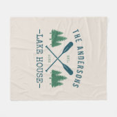 ファミリーネームレイクハウス素朴オール松木 フリースブランケット (正面(横))