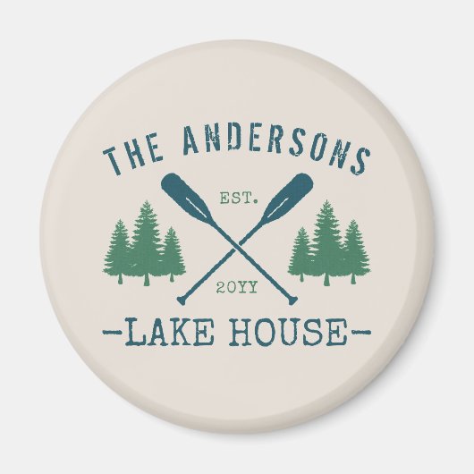 ファミリーネームレイクハウス素朴オール松木 マグネット (正面)