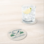 ファミリーネームレイクハウス素朴オール松木 ラウンドペーパーコースター (インサイチュ)