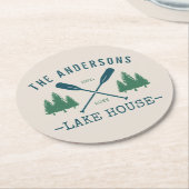 ファミリーネームレイクハウス素朴オール松木 ラウンドペーパーコースター (アングル)