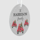 ファミリーネームレッドトラッククリスマスアクリルオーナメント オーナメント (正面)