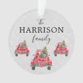 ファミリーネームレッドトラッククリスマスアクリルオーナメント オーナメント (正面)