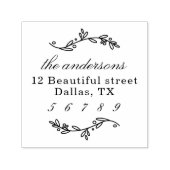 ファミリーネーム差出人住所グリーンリーブランチ セルフインキングスタンプ (デザイン)