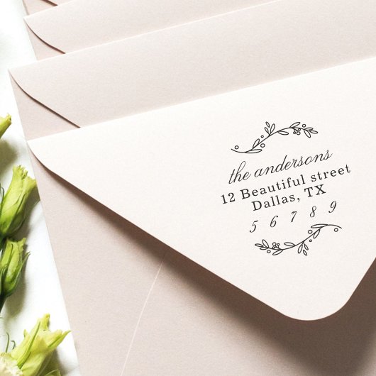 ファミリーネーム差出人住所グリーンリーブランチ セルフインキングスタンプ