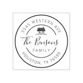 ファミリーネーム差出人住所ラウンドコージーホーム ラバースタンプ (インプリント)